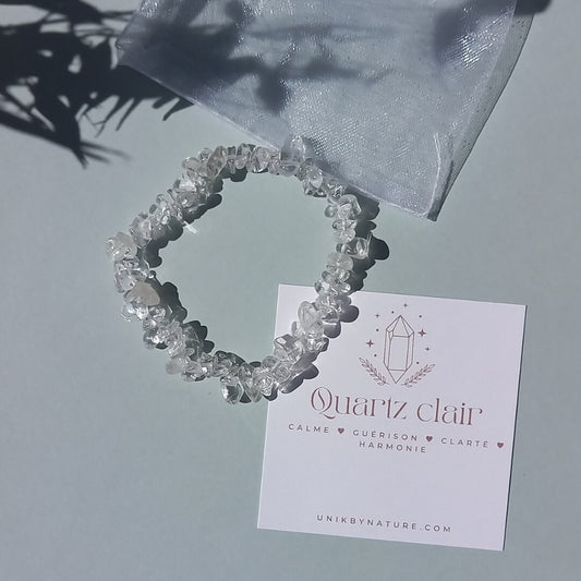 Clear quartz chip stone Bracelet with Cards and Organza bag - Unik by Nature