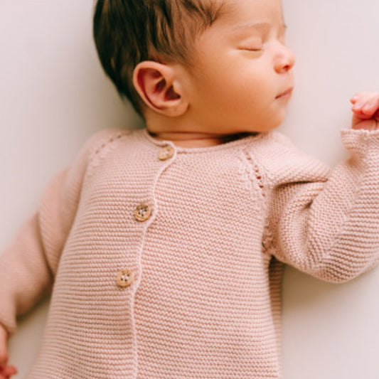 Baby Knit Set - Cardigan and Pants organic cotton pink blush
