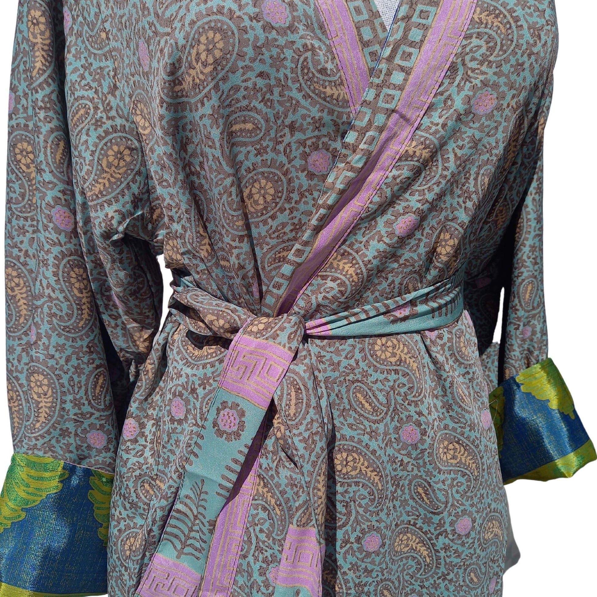 Short silk Kimono Dawn No48 - Unik by Nature