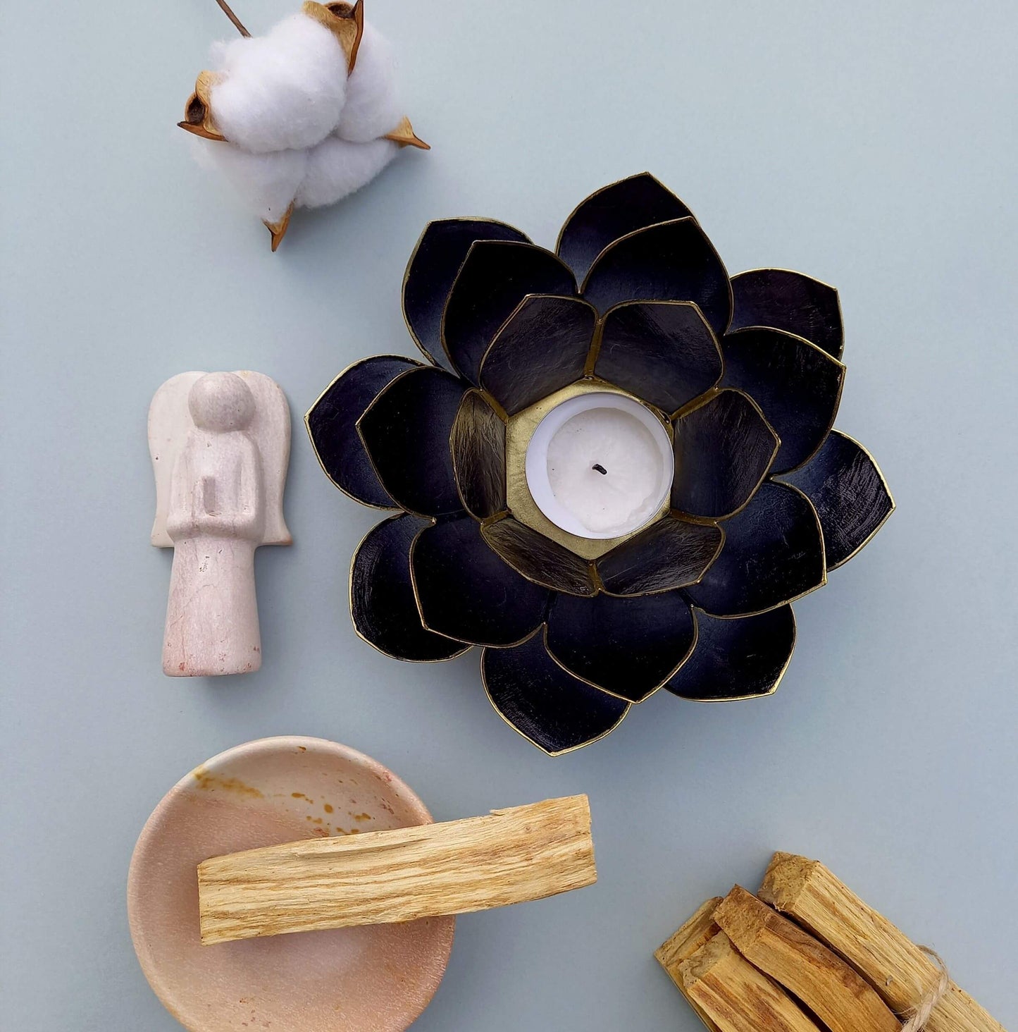 Lotus Handcrafted Candle holder Capiz shell - Unik by Nature
