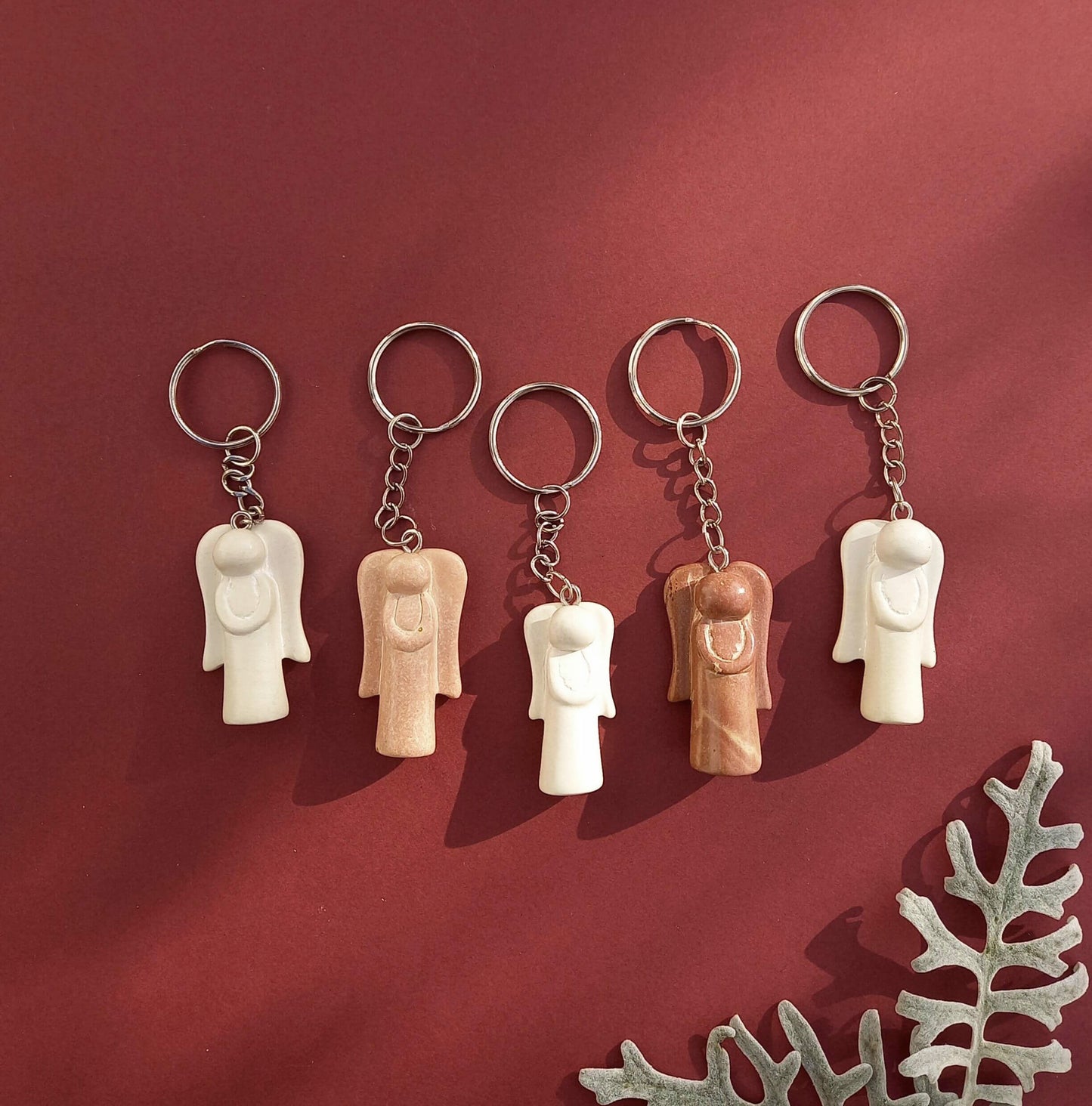 Keychain My Angel handcarved soapstone - Unik by Nature