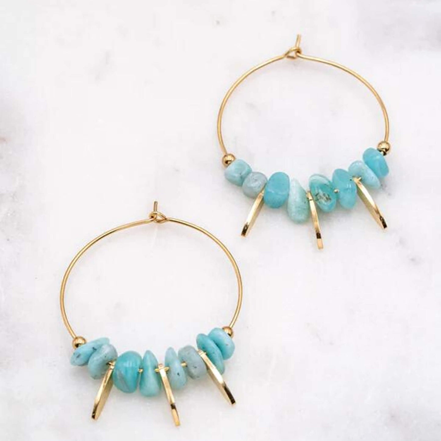 Golden Joy Earrings - Amazonite natural stones - Unik by Nature