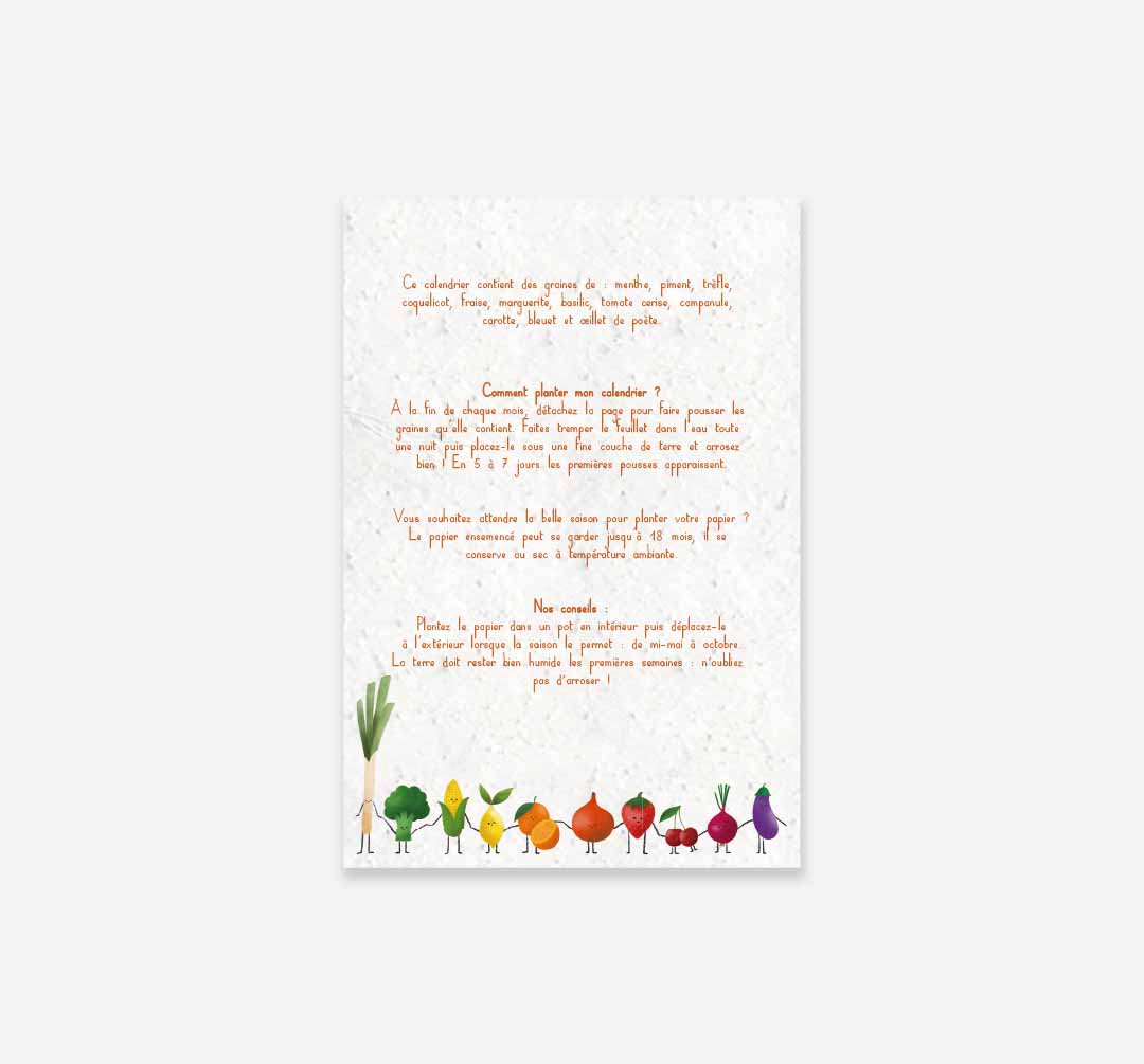 Papier Fleur - 2025 Plant Calendar - Fruits and Vegetables A5