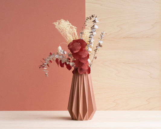 Origami Vase - Perfect for dried flowers Terracotta 20cm