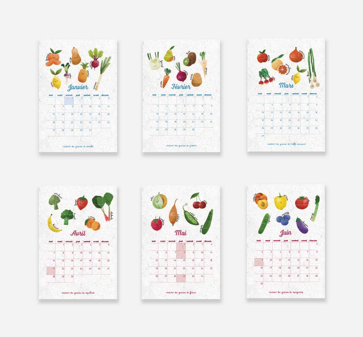 Papier Fleur - 2025 Plant Calendar - Fruits and Vegetables A5