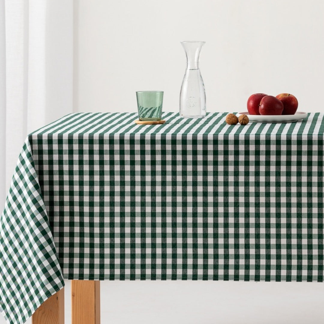 Christmas Vichy Checkered Tablecloth basque green & white