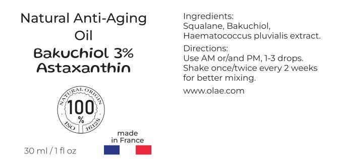 Olae  - Anti-Aging oil 3% Bakuchiol-Squalane +  Astaxanthin