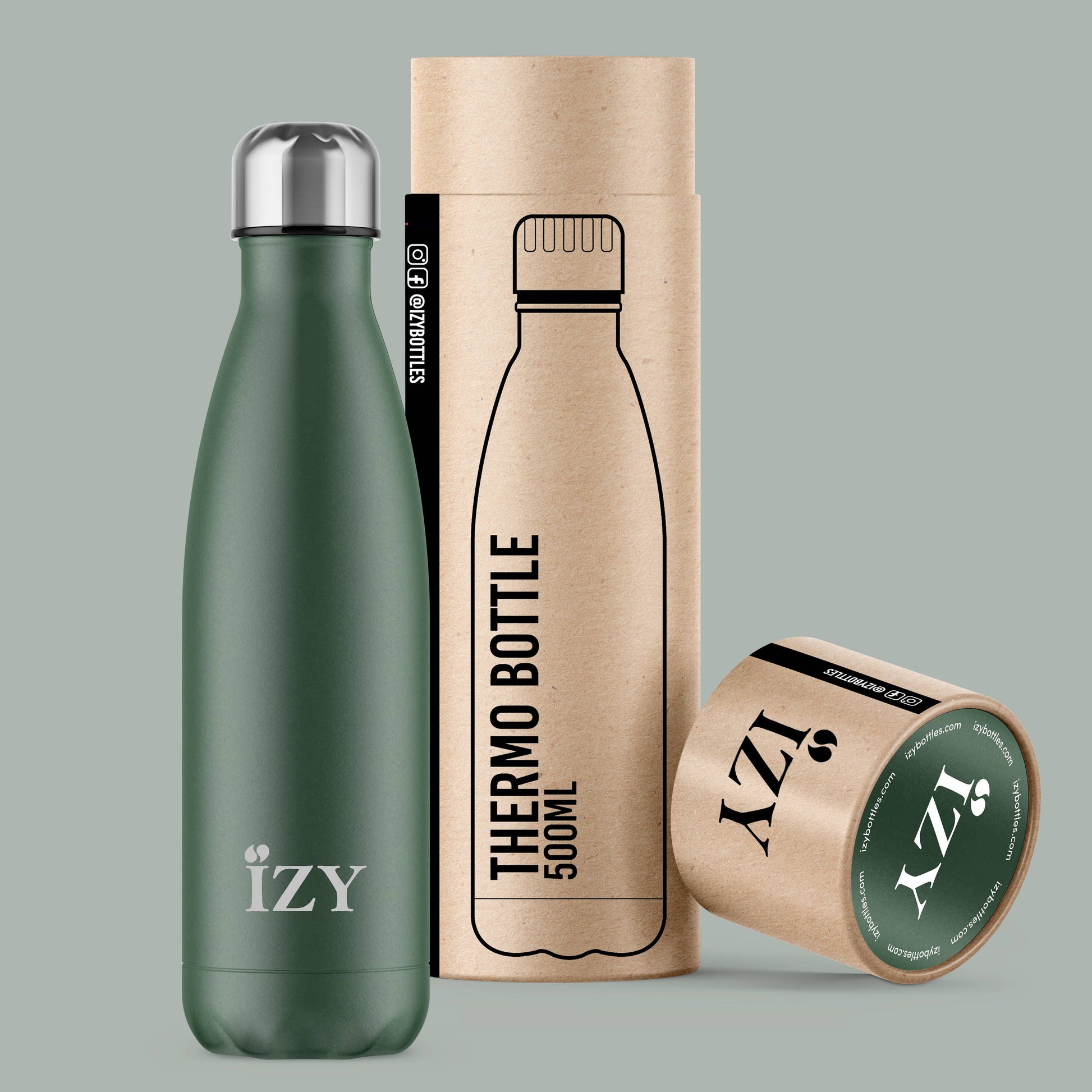 IZY Bottles - Green Insulated Bottle - 17OZ / 500ML - Thermos / Flask - Unik by Nature