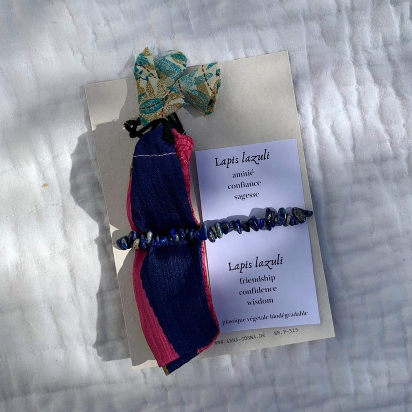 Lapis Lazuli Chip Bracelet Card -  Day or night by your side - Unik by Nature