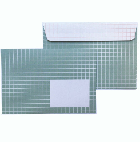 Envelopes Green and pink grid - set of 10 - Unik by Nature