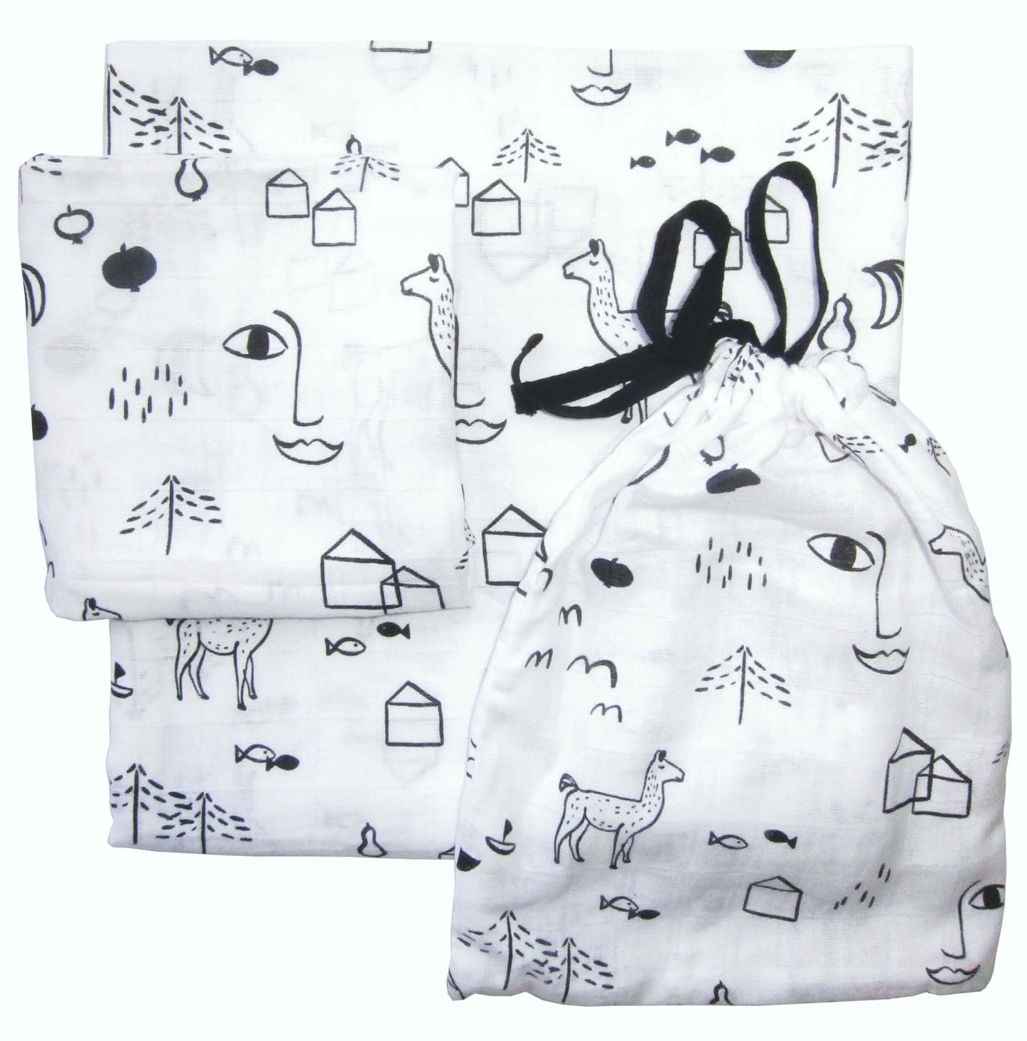 Organic swaddle and burp cloth gift set - Urban Jungle - Unik by Nature