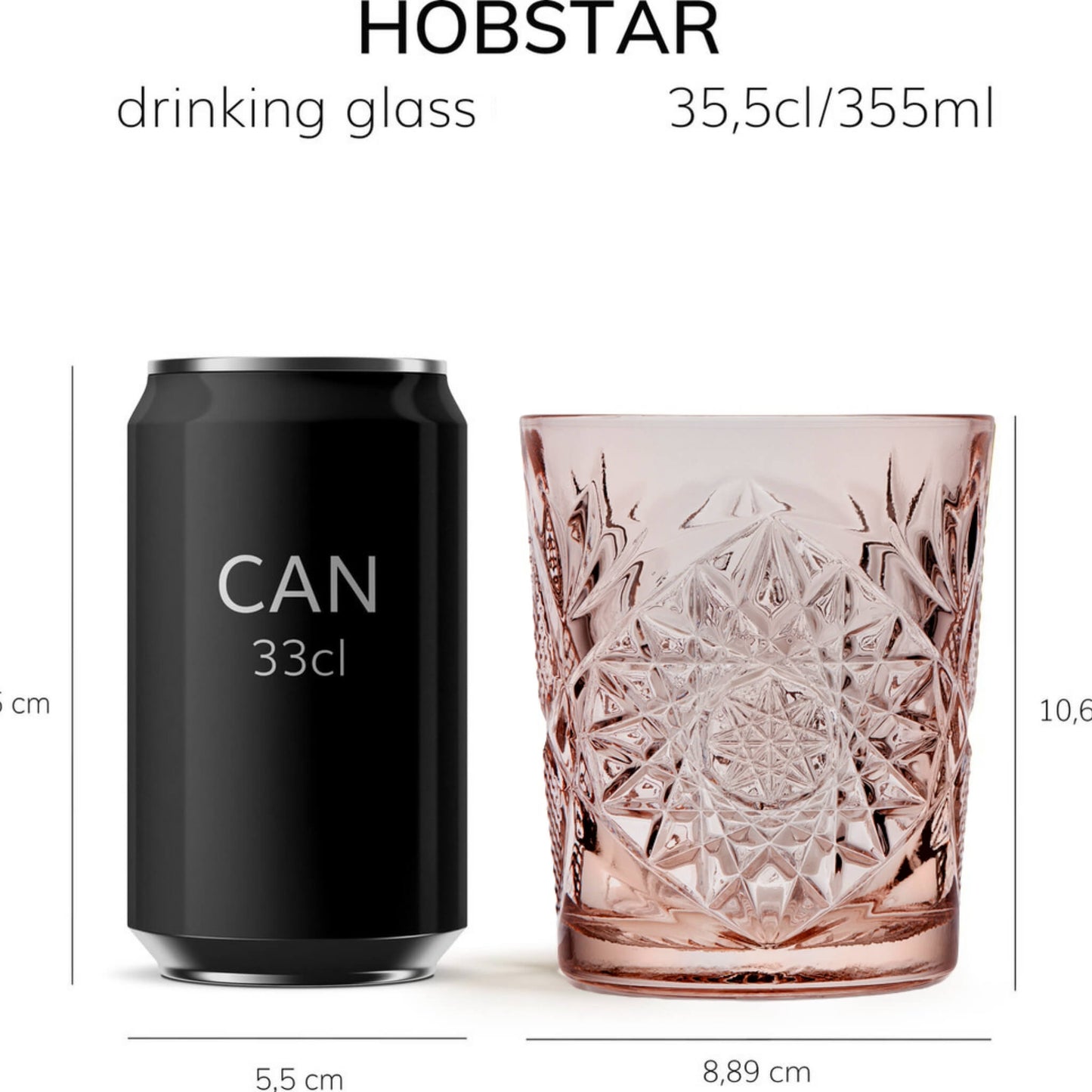 Hobstar Storm grey tumbler glasses 35 cl set of 6 - Unik by Nature