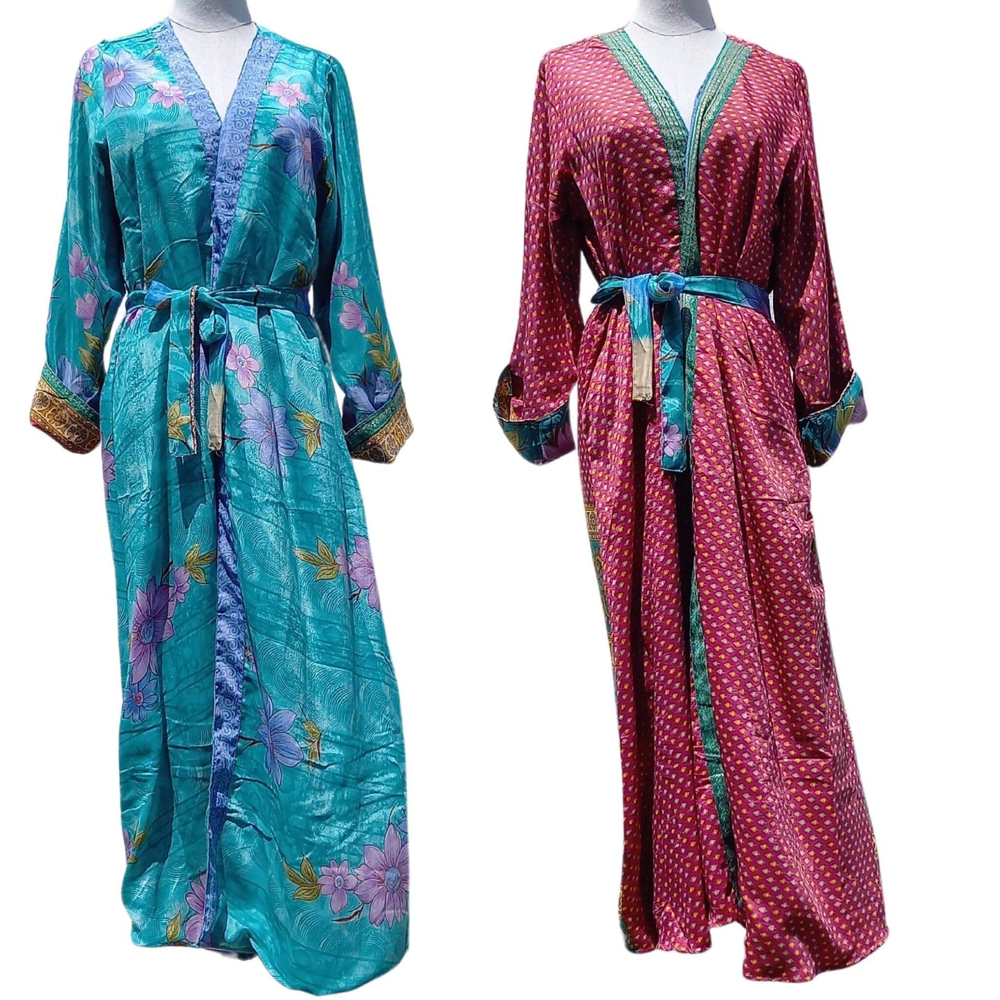 Long silk Kimono Poppy No35 - Unik by Nature