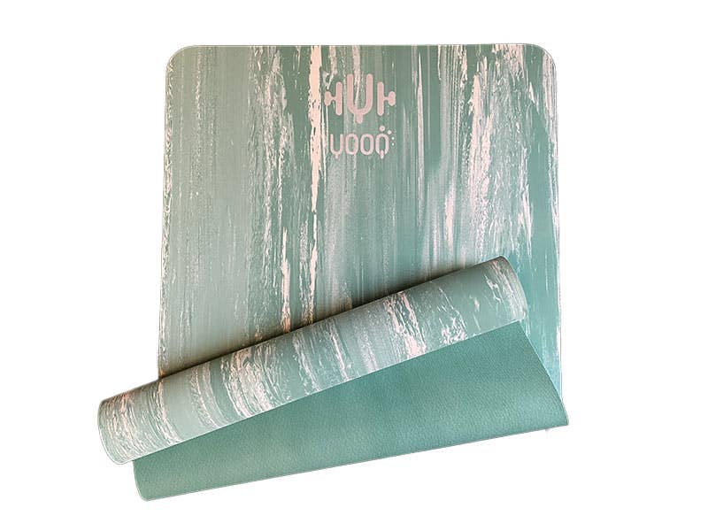 Yoga mat PURE - Natural rubber marbel green