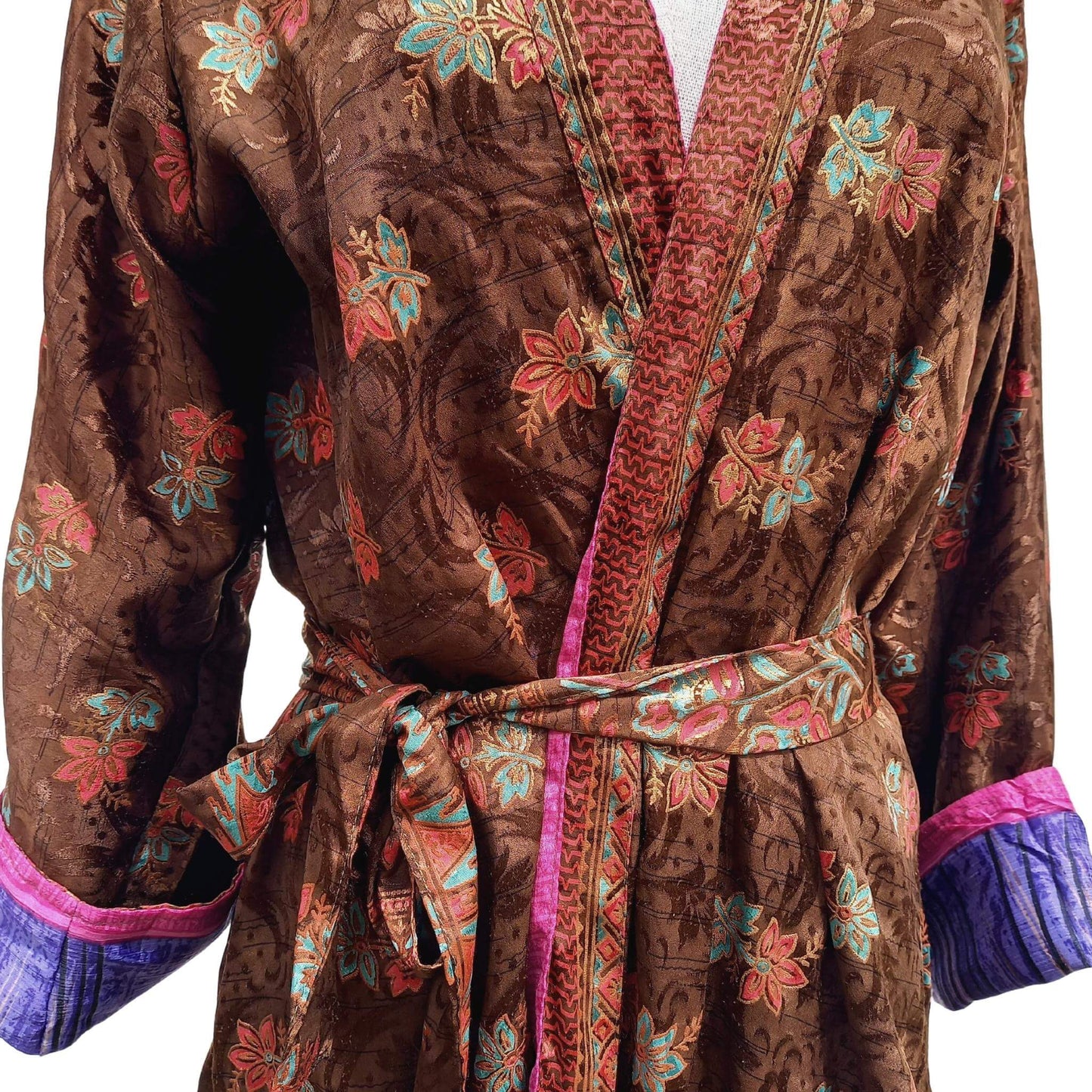 Long silk Kimono Luna No13 - Unik by Nature