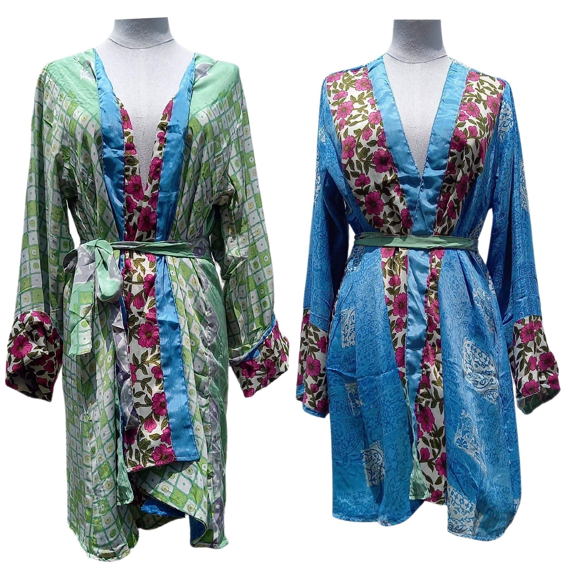 Short silk Kimono Flora No42 - Unik by Nature
