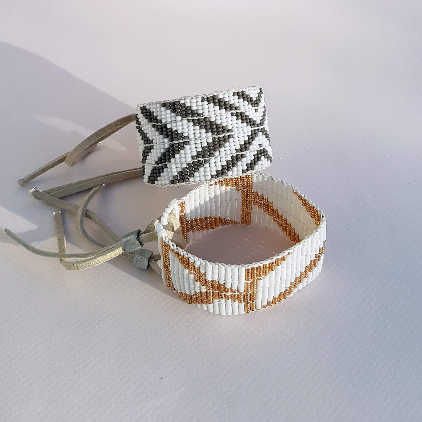 Bracelet Rhombus Warrior White & Gold - Unik by Nature