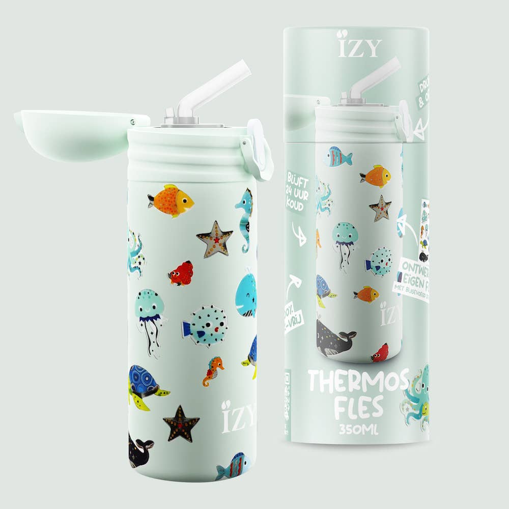 IZY Bottles - IZY KIDS - 350ML - Green Sea Life - thermos / insulated - Unik by Nature