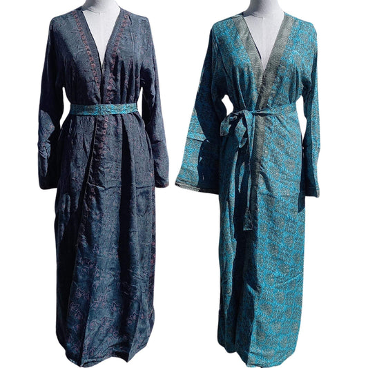Long silk Kimono Aria No14 - Unik by Nature