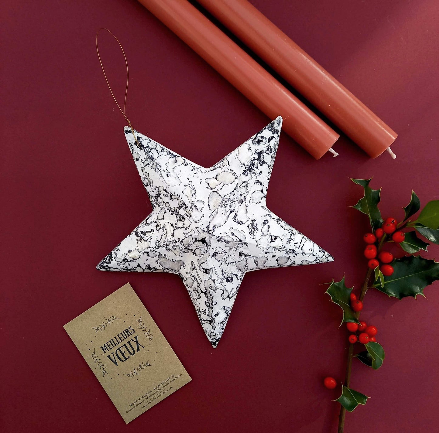 Big Christmas Star handcrafted capiz pulp - Unik by Nature