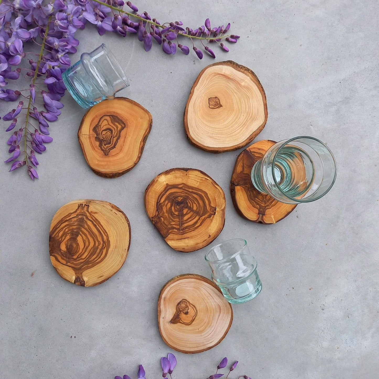 Olive wood coasters set of 6 - Unik by Nature