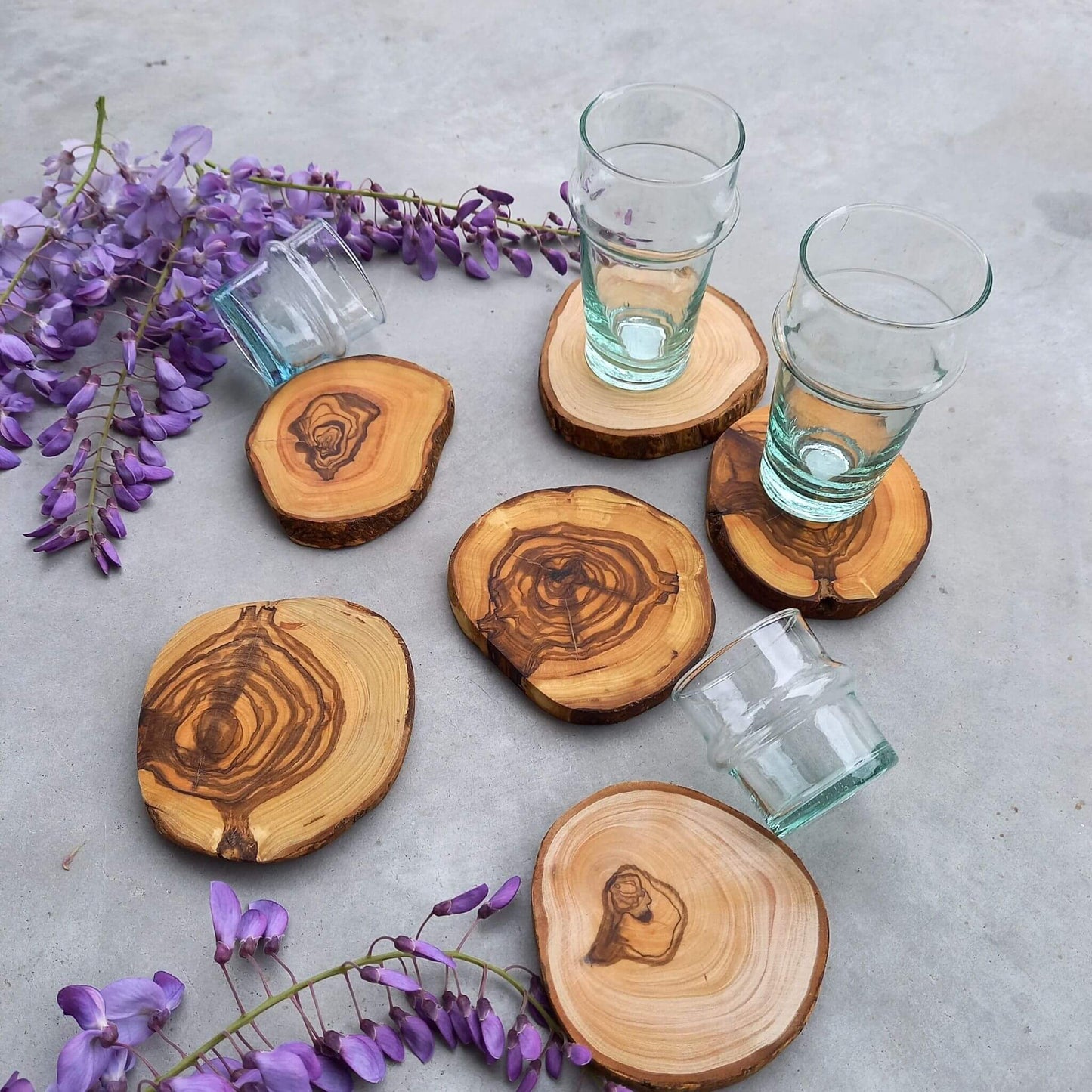 Olive wood coasters set of 6 - Unik by Nature