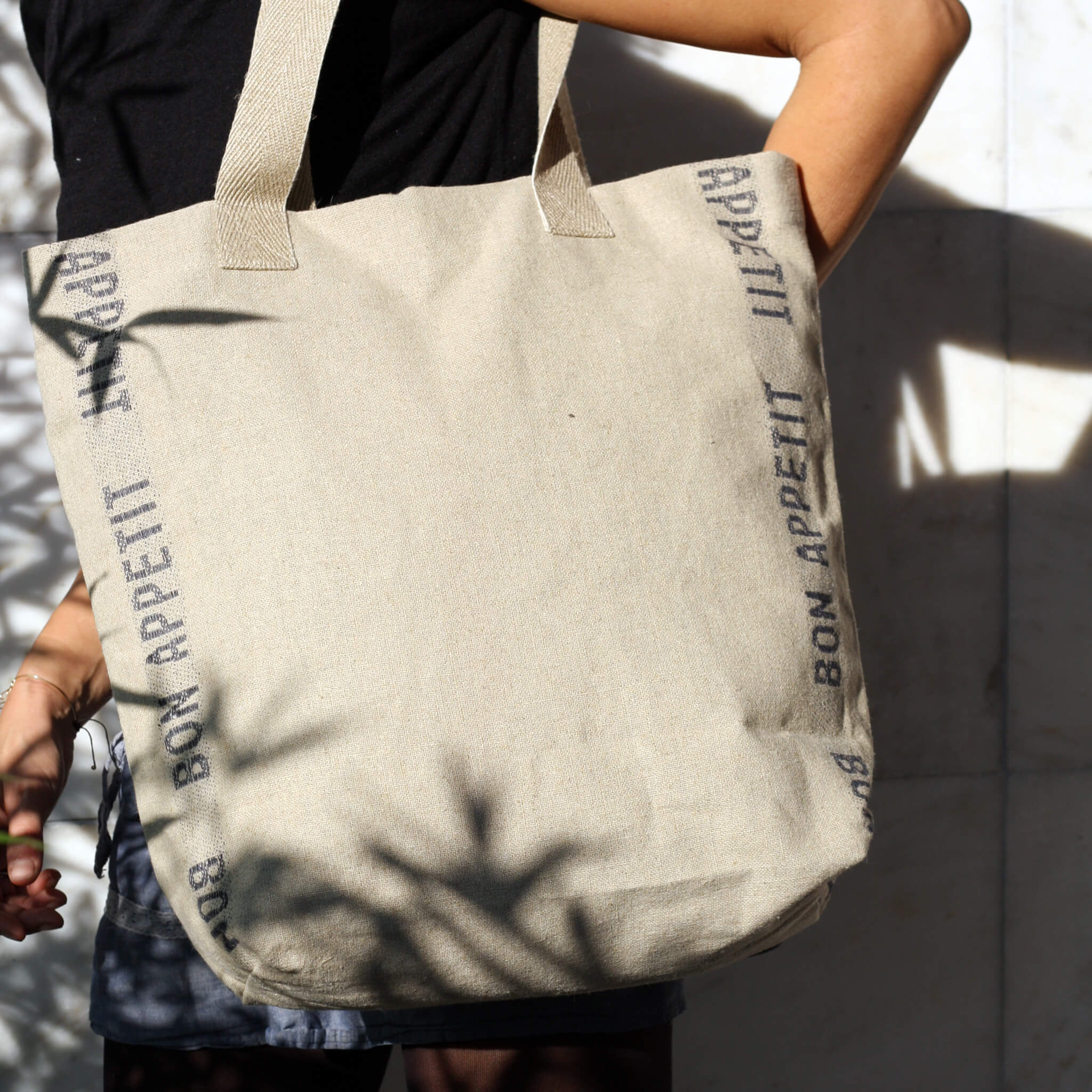 Linen Tote Bag Bon Appetit | Linen Woven Bag – Unik by Nature