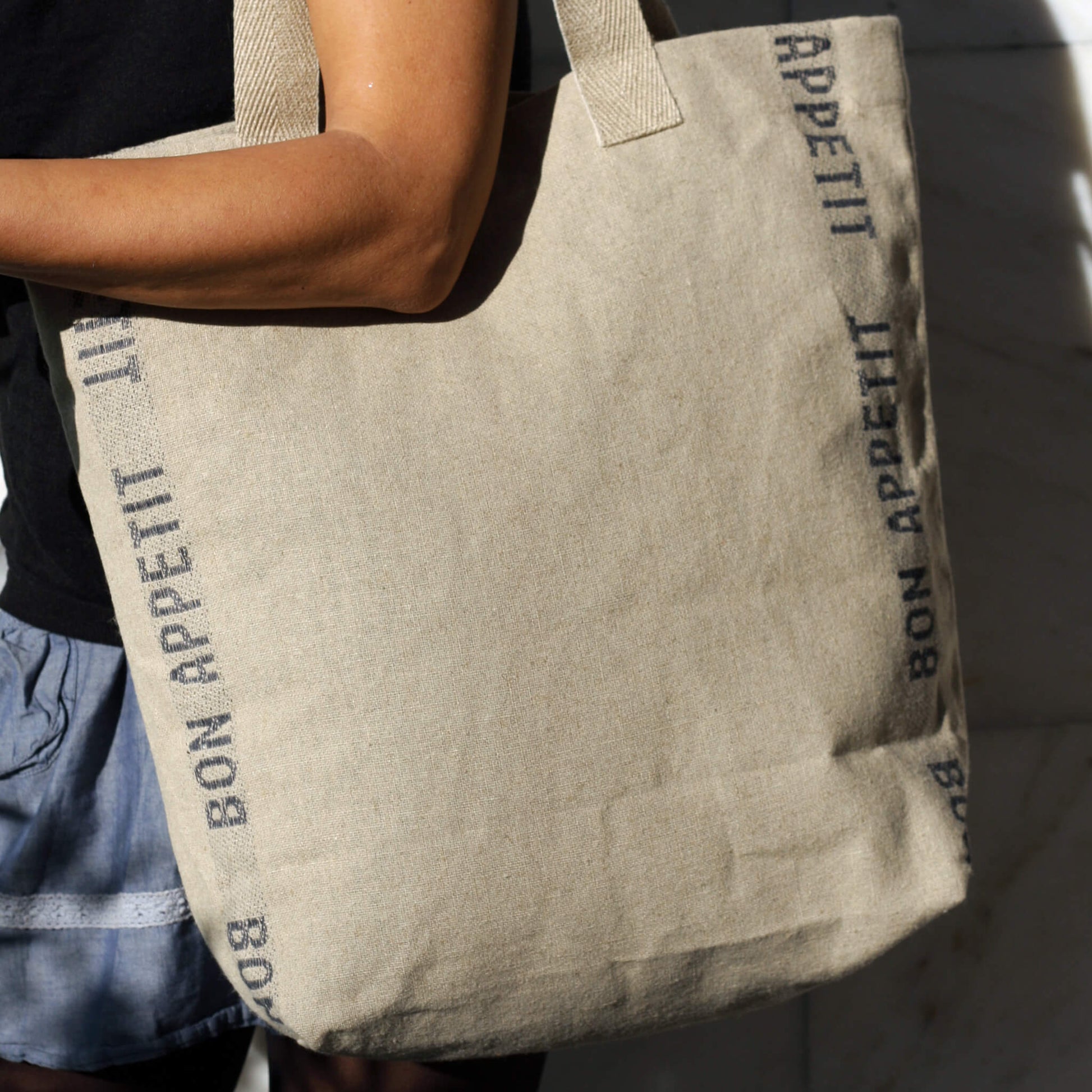 Linen Tote Bag Bon Appetit | Linen Woven Bag – Unik by Nature