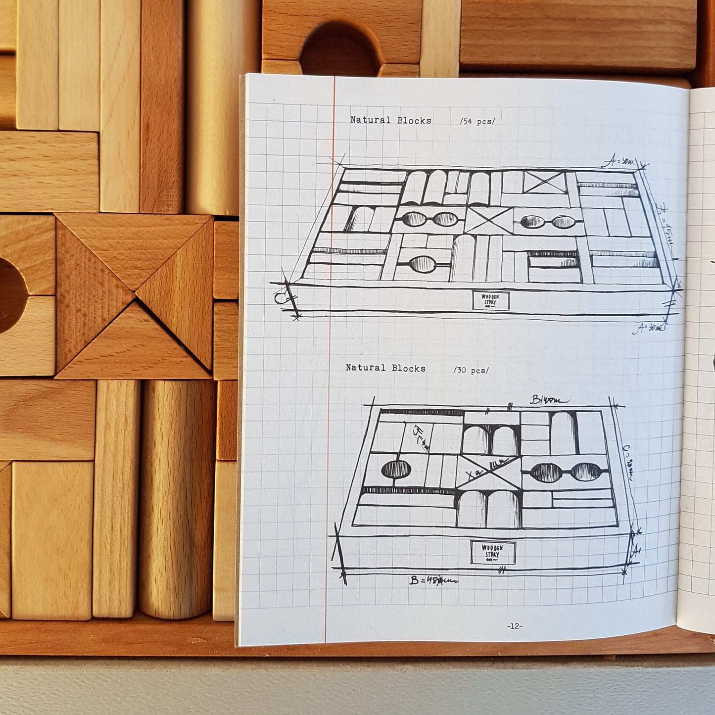 Natural Blocks 54 pieces Handcrafted - Unik by Nature