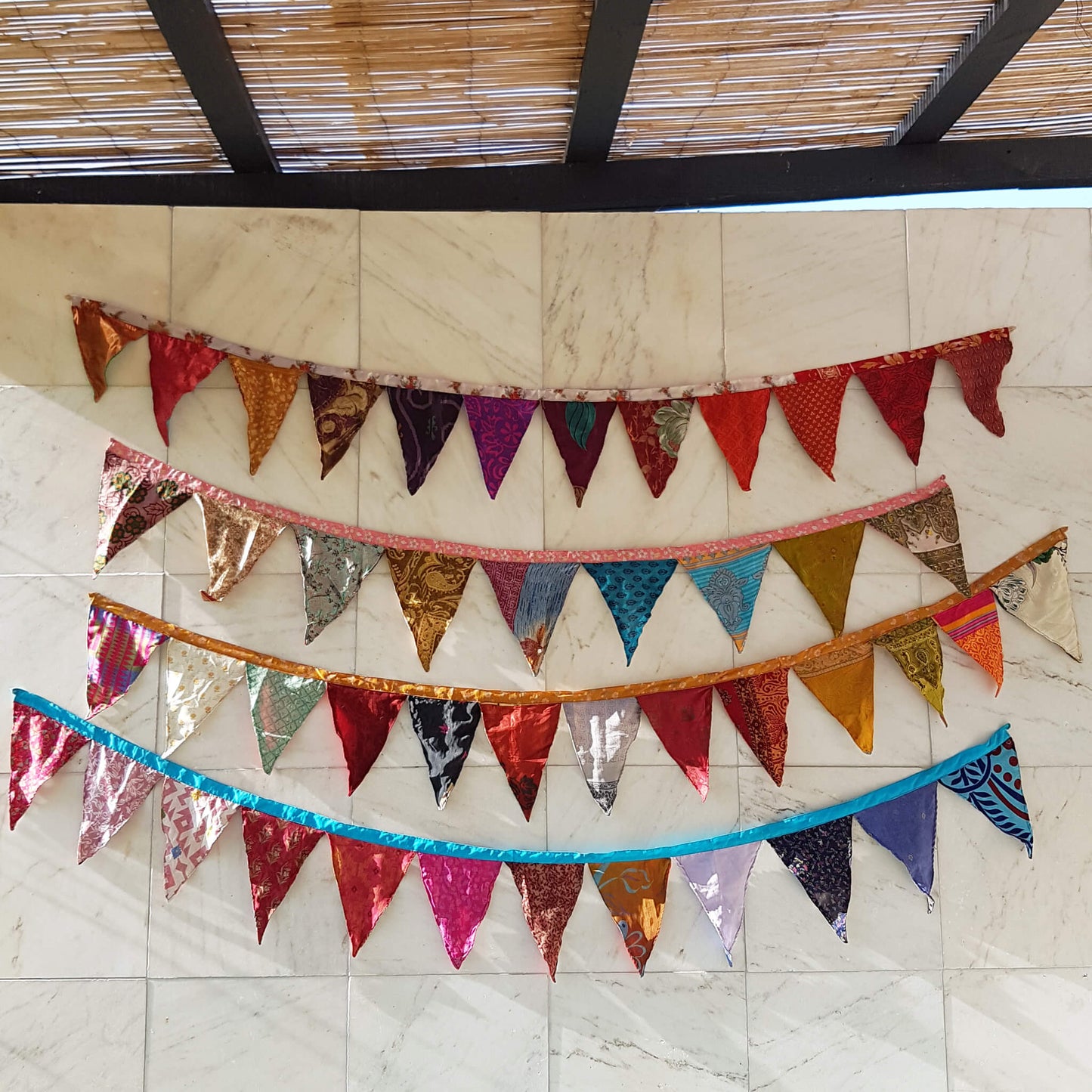 Silk Route Triangle Garland made of recycled Saris - Unik by Nature