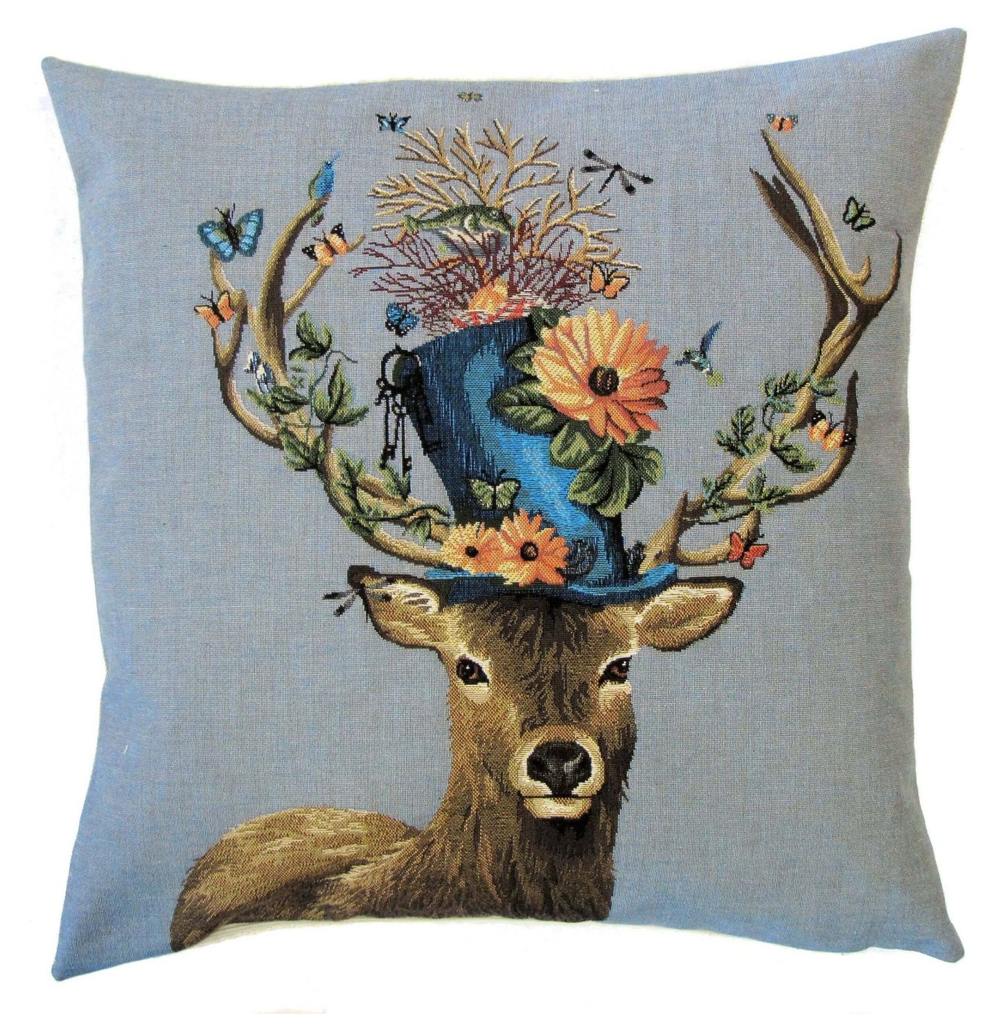 Decorative Jacquard Pillow Cover Stag with hat - Unik by Nature