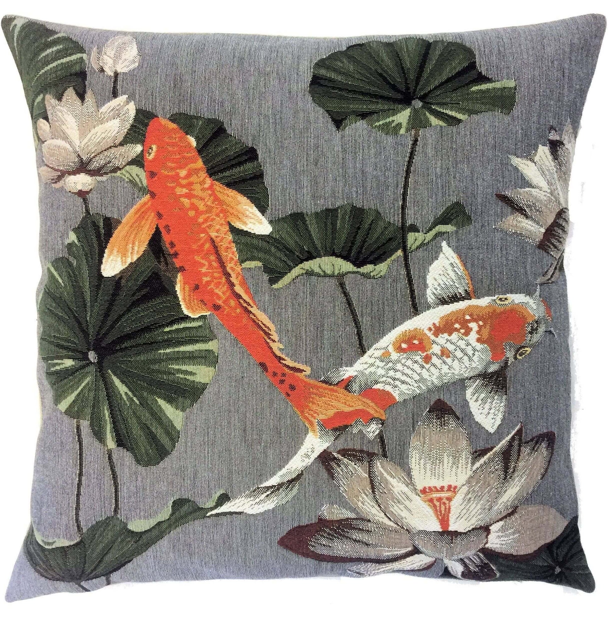 Decorative Jacquard Pillow Koi fish touching tails - Unik by Nature