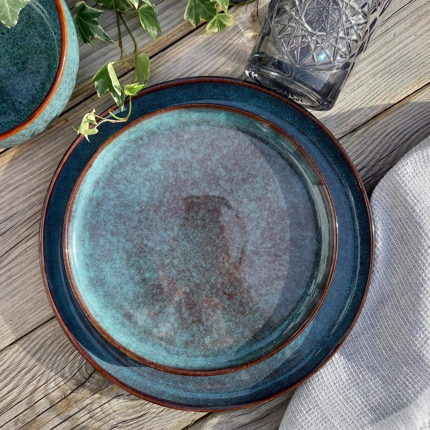 Hossegor - Ocean blue dinner plate 27 cm - Unik by Nature