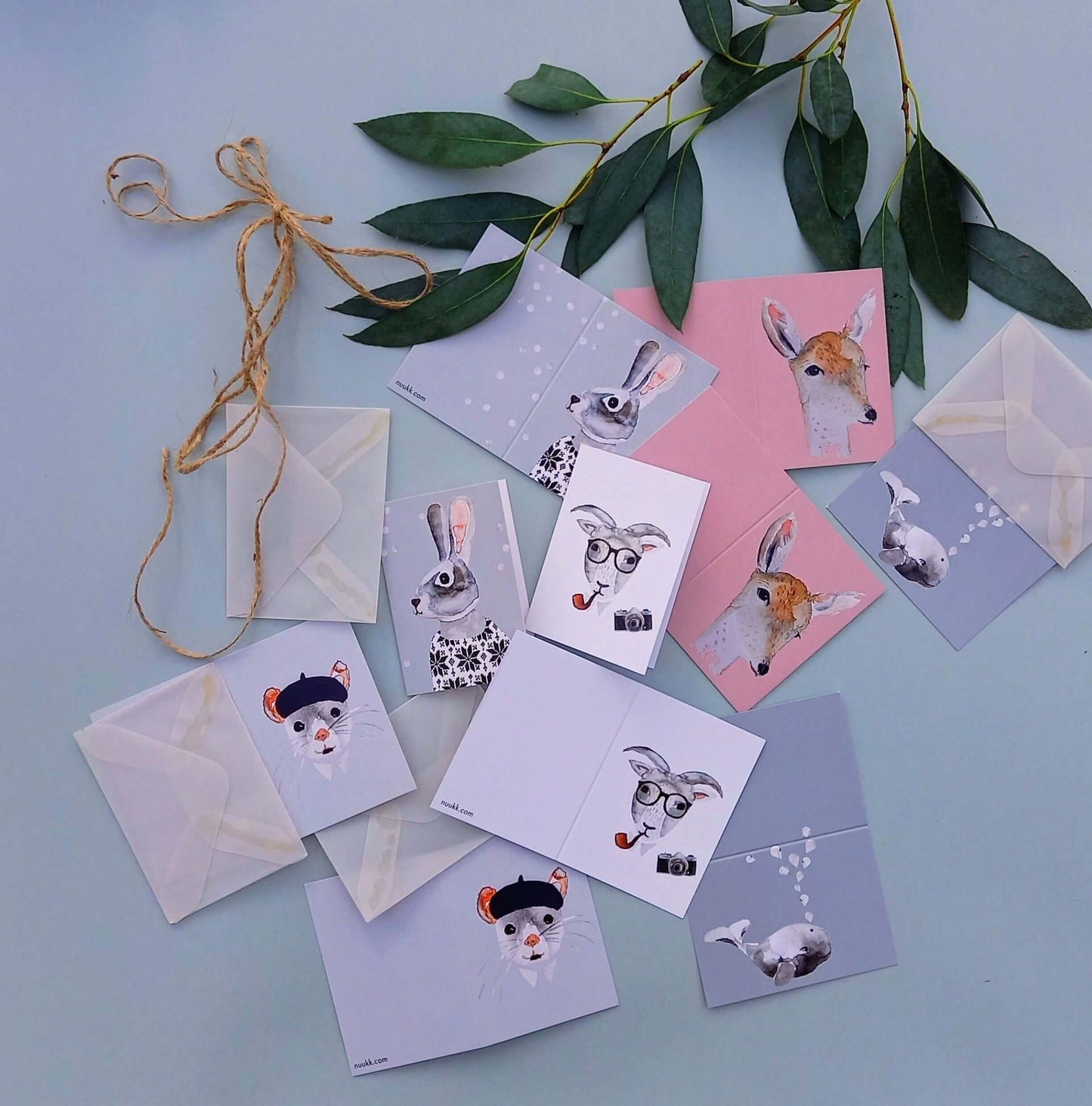 Animal Mini cards 10 units with envelopes - Unik by Nature