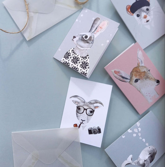 Animal Mini cards 10 units with envelopes - Unik by Nature