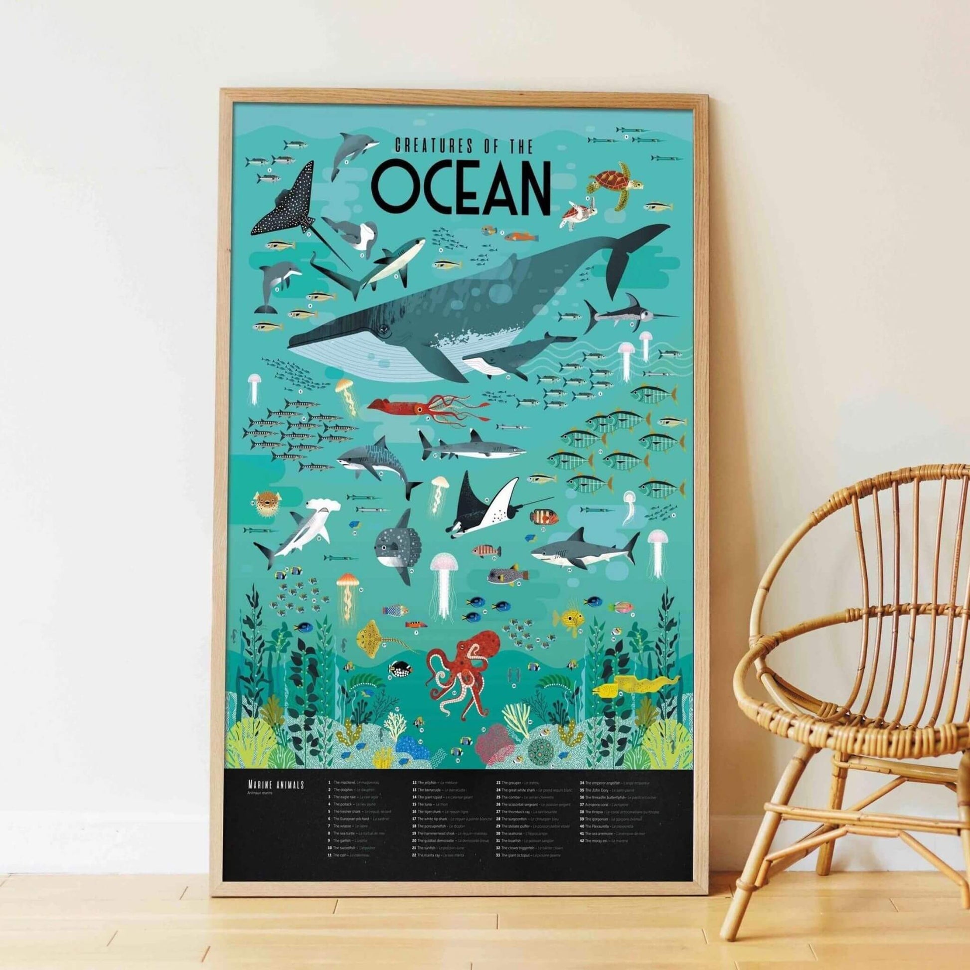 Educational Ocean poster + 59 stickers - Unik by Nature